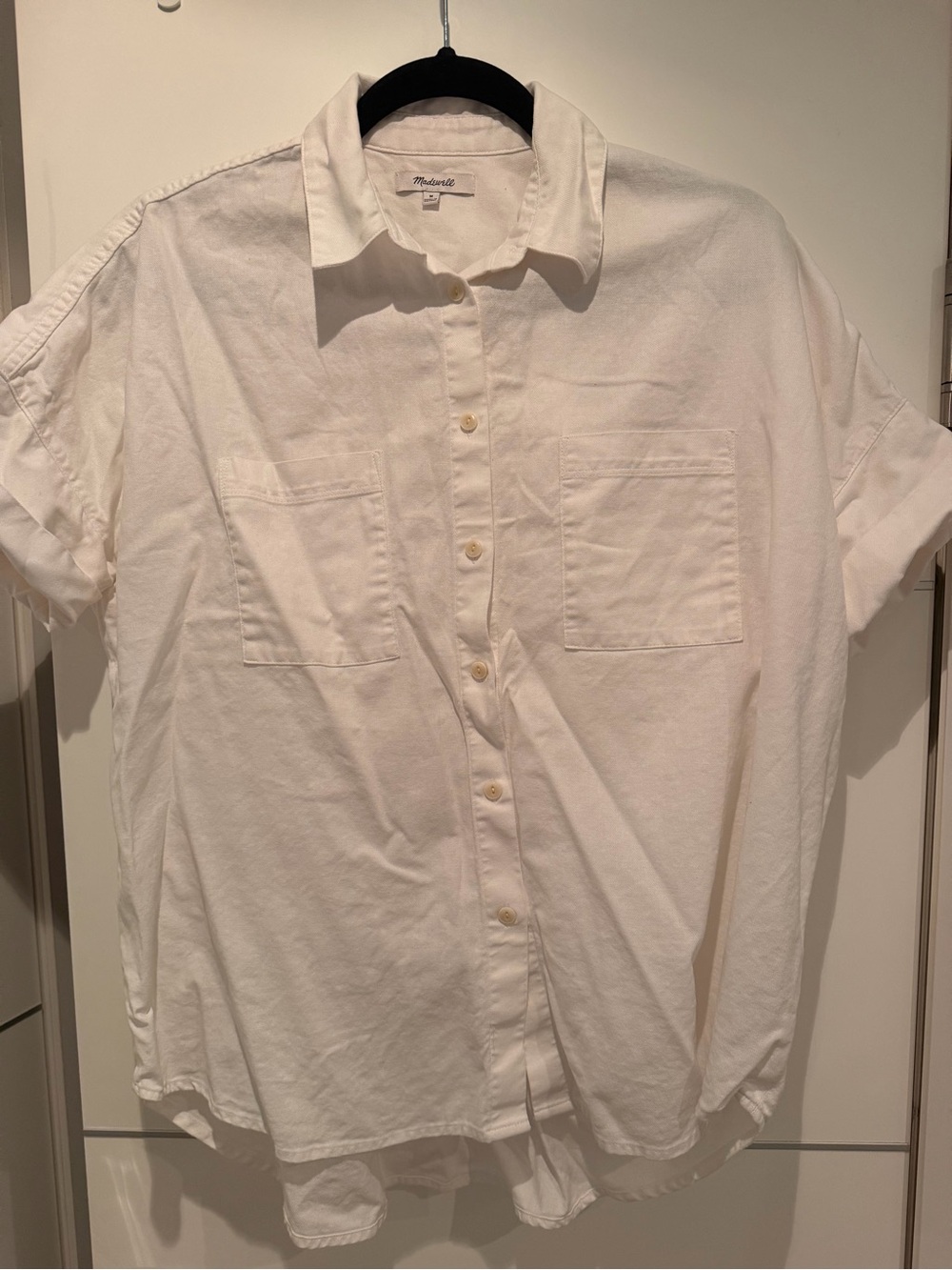 Madewell White Short-Sleeve Button-Up Shirt
